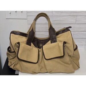 ZEP-PRO‎ Khaki Brown Tan Canvas Leathrr Concho Travel Duffel Bag 15" No Strap